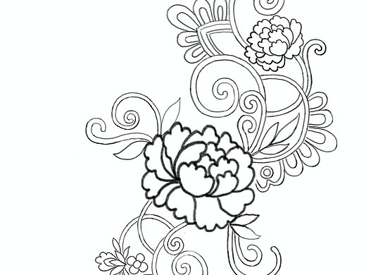花朵线型图服装高定蕾丝礼服图案设计