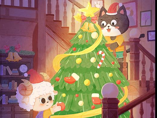 原创水彩系列插画,爱画画的小羊