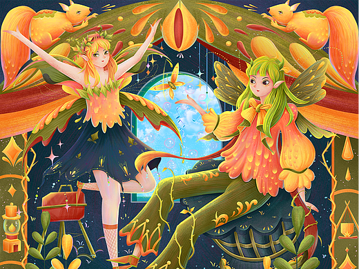 原创儿童插画|森系蝴蝶小精灵