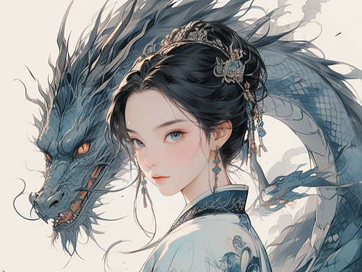龍的少女（個人主頁-ZNjc0MzAxNzY=） - AI作品 - 站酷設(shè)計師Ghost風(fēng)鬼原創(chuàng)素材 - 站酷ZCOOL