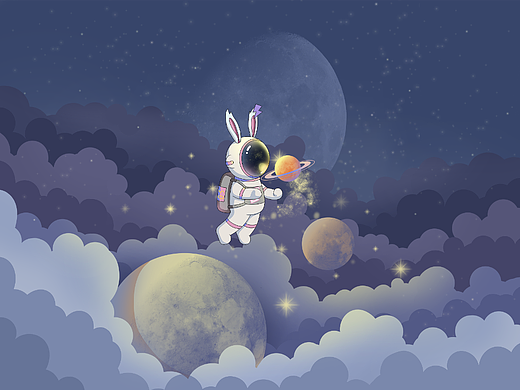 兔子太空人 逐梦·（个人主页-ZNjIzOTkzODA=） - 商业插画 - 站酷设计师楚歌平原创素材 - 站酷ZCOOL