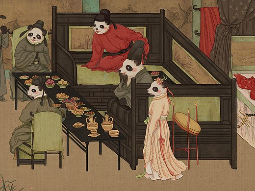 滚滚版 I 熊猫宫廷夜宴图