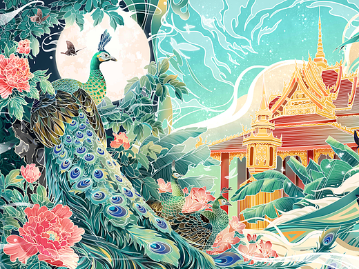 绿孔雀（个人主页-ZNjgxODA2MjQ=） - 艺术插画 - 站酷设计师陈慕洁原创素材 - 站酷ZCOOL