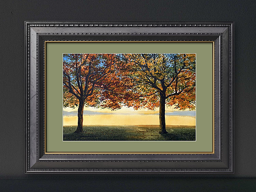 水彩风景——湖光有暖