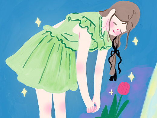 原创插画 夜晚的郁金香🌷