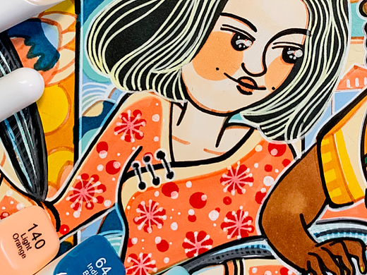 马克笔手绘插画29