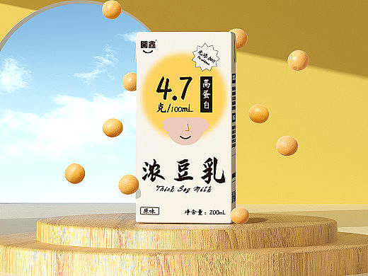 開鑫浓豆乳包装设计丨開鑫爆炸头