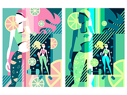 矢量插畫-健康綠色生活方式