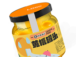 黄桃罐头插画风包装
