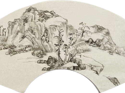 国画山水扇面
