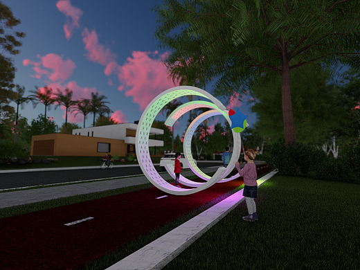 发光圆环网红景观美陈灯光艺术装置，蚂蚁美陈