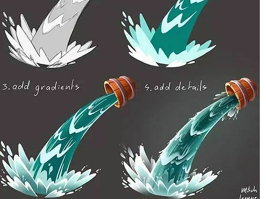 CG绘画丨板绘教程丨原画教程丨水的画法参考