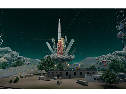 科幻场景火箭发射丨个人原创丨C4D
