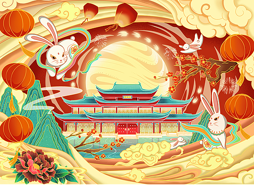 兔年春节插画