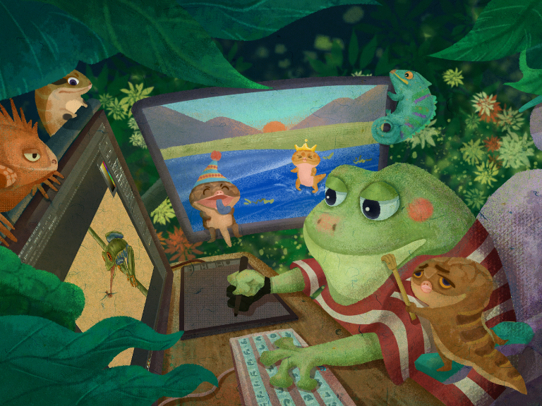 儿童插画-蛙蛙的异想世界