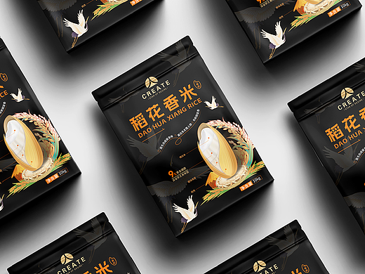 大米包装设计、包装设计、食品包装设计、插画包装设计