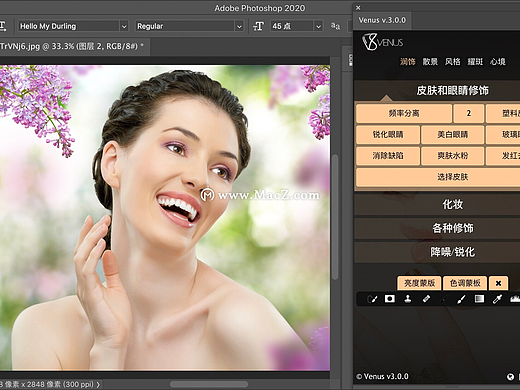 PS润色美白磨皮扩展插件：Venus Retouch Panel for mac