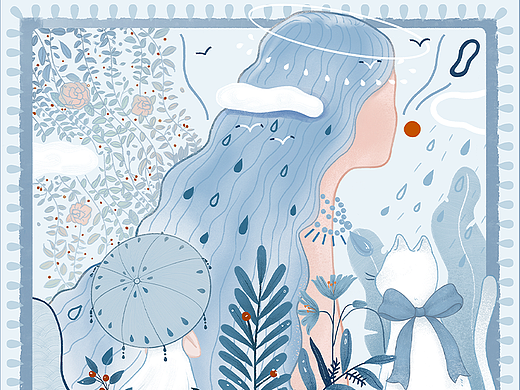 《雨》系列 —— 叙事丝巾印花插画