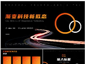 橙色渐变风科技新拟态ppt模板