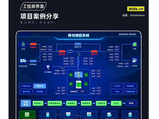 蓝色科技风移动储能UI界面设计