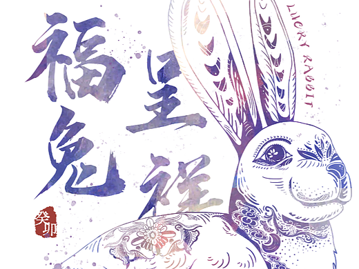 装饰性国风插画|《福兔呈祥》