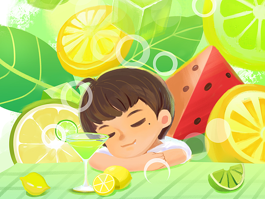 薄荷檸檬，清涼一夏（個(gè)人主頁-ZNjU0MjM1OTI=） - 創(chuàng)作習(xí)作 - 站酷設(shè)計(jì)師公子小白OL原創(chuàng)素材 - 站酷ZCOOL