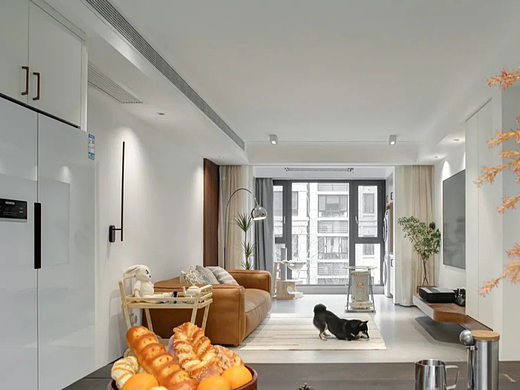 104㎡现代简约三居室装修，客餐厅阳台大气通透！