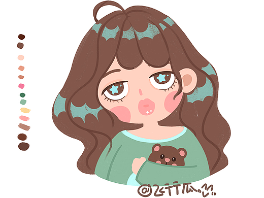 少女头像（个人主页-ZNjA3NTA1ODA=） - 创作习作 - 站酷设计师飞行瓜瓜瓜酱原创素材 - 站酷ZCOOL