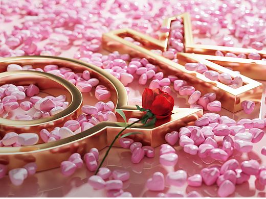 粉色场景金属字