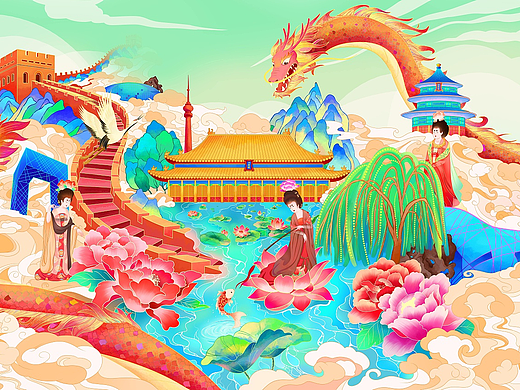 龙年国潮城市插画 北京篇
