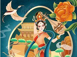 国潮｜敦煌飞天插画