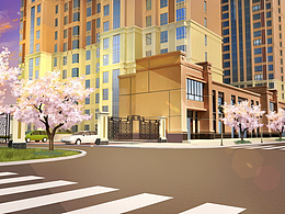 場(chǎng)景練習(xí)  小區(qū)門(mén)口黃昏