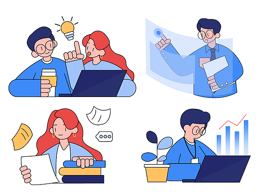 一组办公人物商业插画