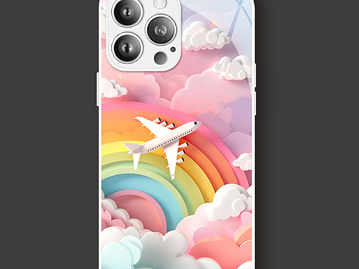 旅行飞机剪纸艺术手机壳图案原创