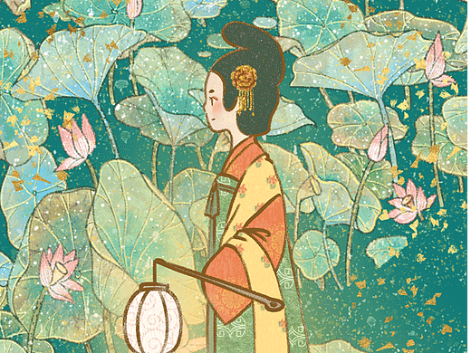 动态插画-荷花仕女图
