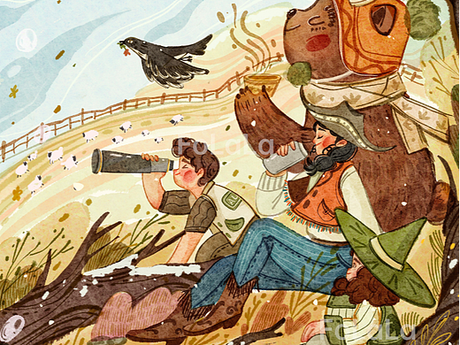 魔女系列12:原创插画-魔女与旅人