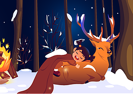 冬日插画打卡-鹿