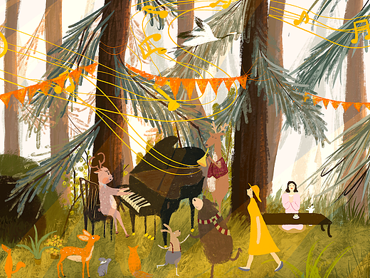 森林音乐节（幼儿园墙面喷绘）