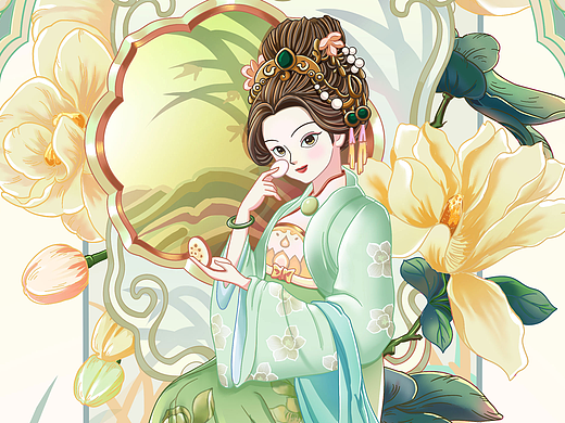 国风美妆插画