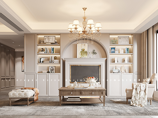 轻美式-白龙马效果图