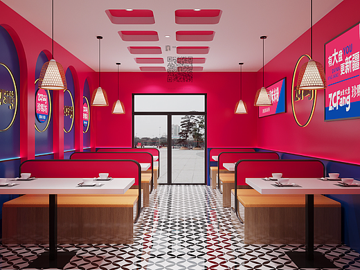 这家米粉店的设计，将点线面运用到了极致！