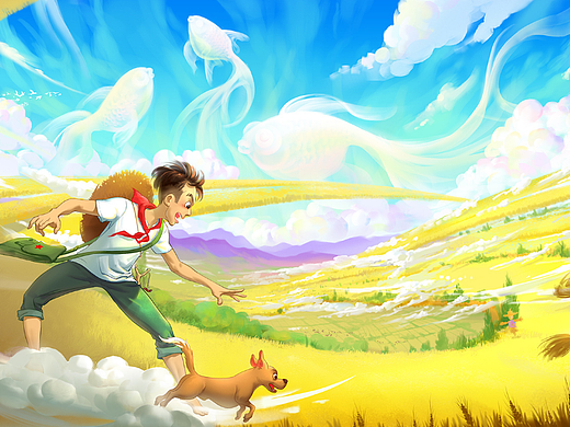 上海插画-梦系列童年乡村插画