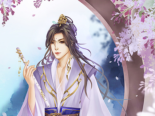 古风插画紫藤花开