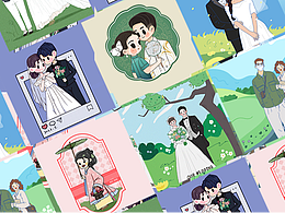 婚禮人物賀卡小插畫