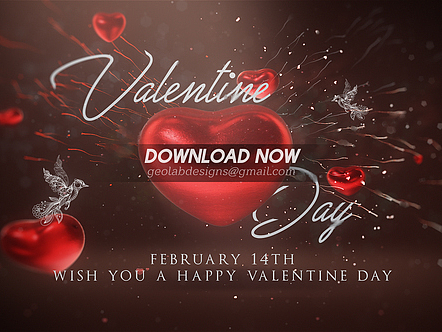 AE模板|高级情人节动态标题回忆照片展示爱心元素动画