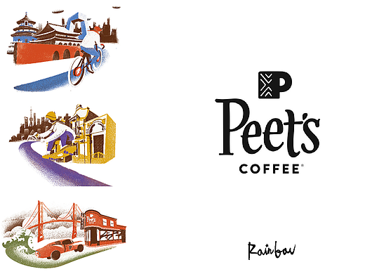 Peets 皮爷咖啡文化马克杯插画设计