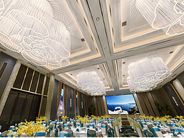 新款宴會(huì)廳大廳水晶棒吸頂套燈