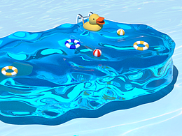 小黄鸭的雪糕泳池C4D动画