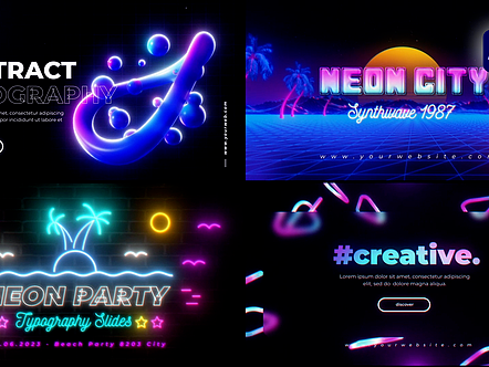 AE模板|多屏风格时尚炫酷动态标题复古霓虹灯版式包