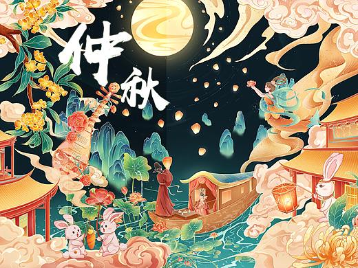 仲秋图（个人主页-ZNjY5NTc3ODQ=） - 商业插画 - 站酷设计师橙猫pepper原创素材 - 站酷ZCOOL